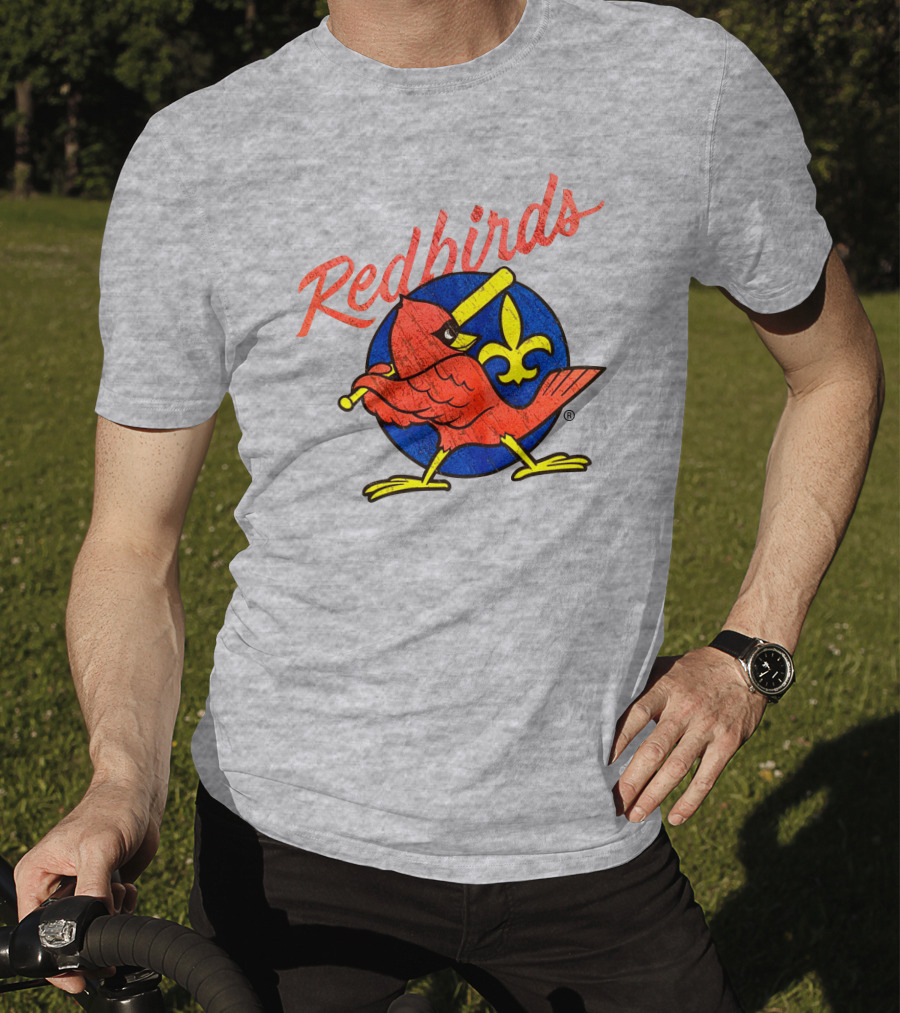 Redbirds Vintage Throwback Blue Circle Fleur-de-Lis T-Shirt