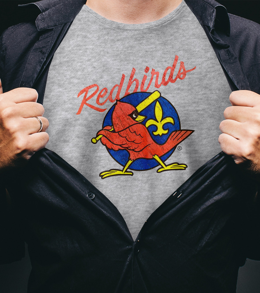 Redbirds Vintage Throwback Blue Circle Fleur-de-Lis T-Shirt