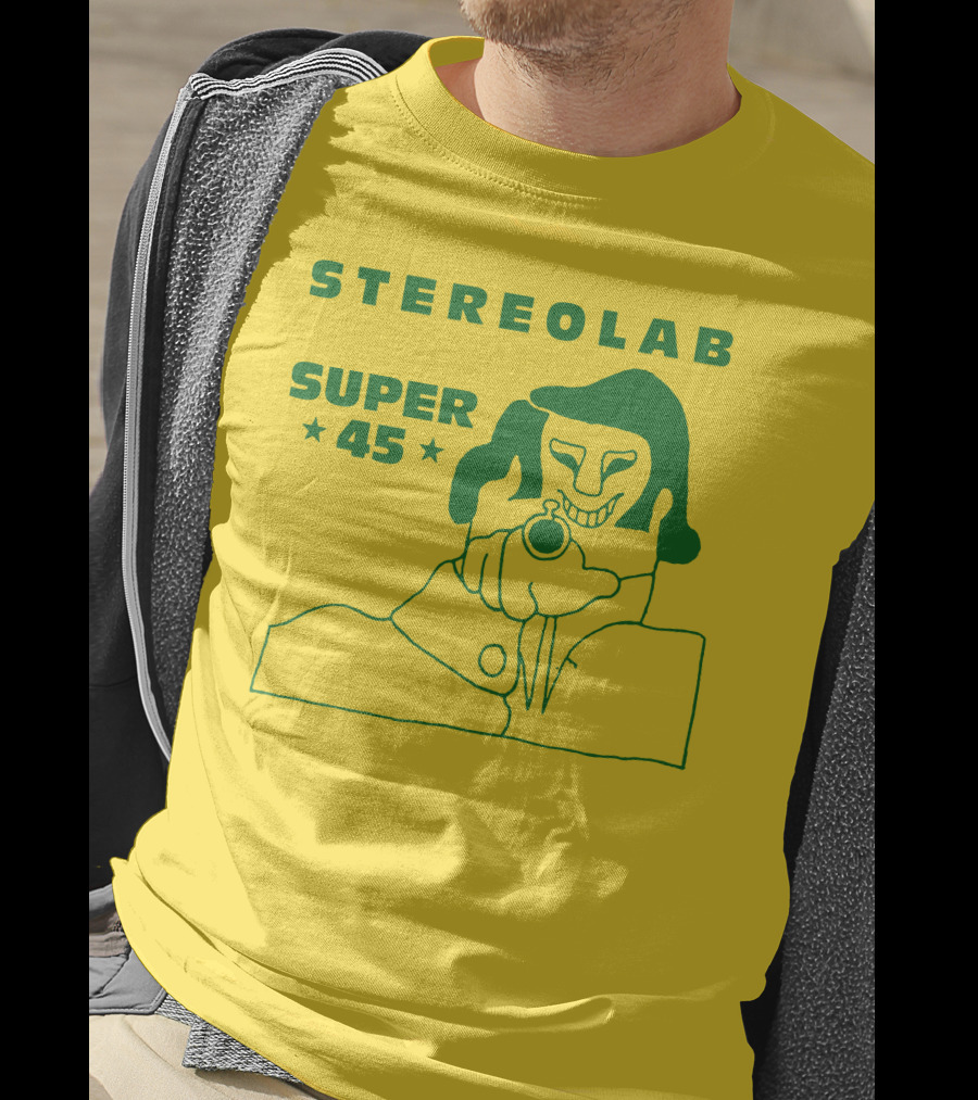 Stereolab Super 45 Abstract Green Figure With Stars T-Shirt