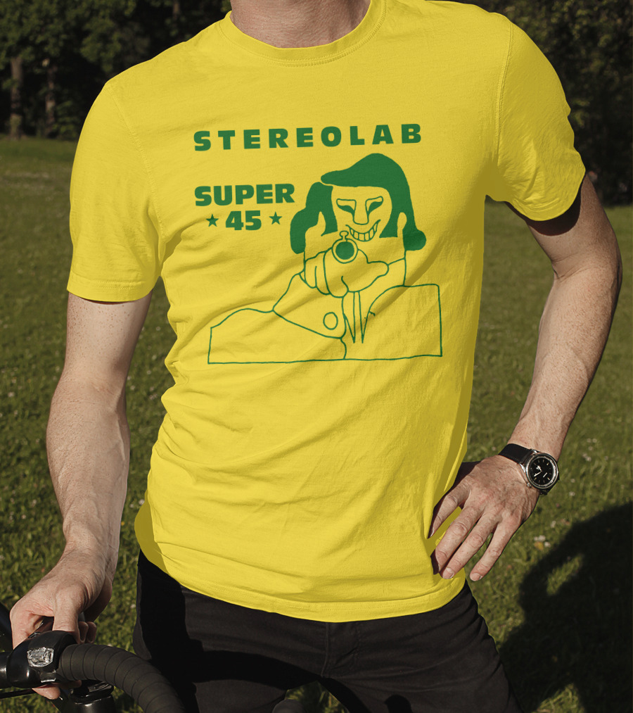Stereolab Super 45 Abstract Green Figure With Stars T-Shirt