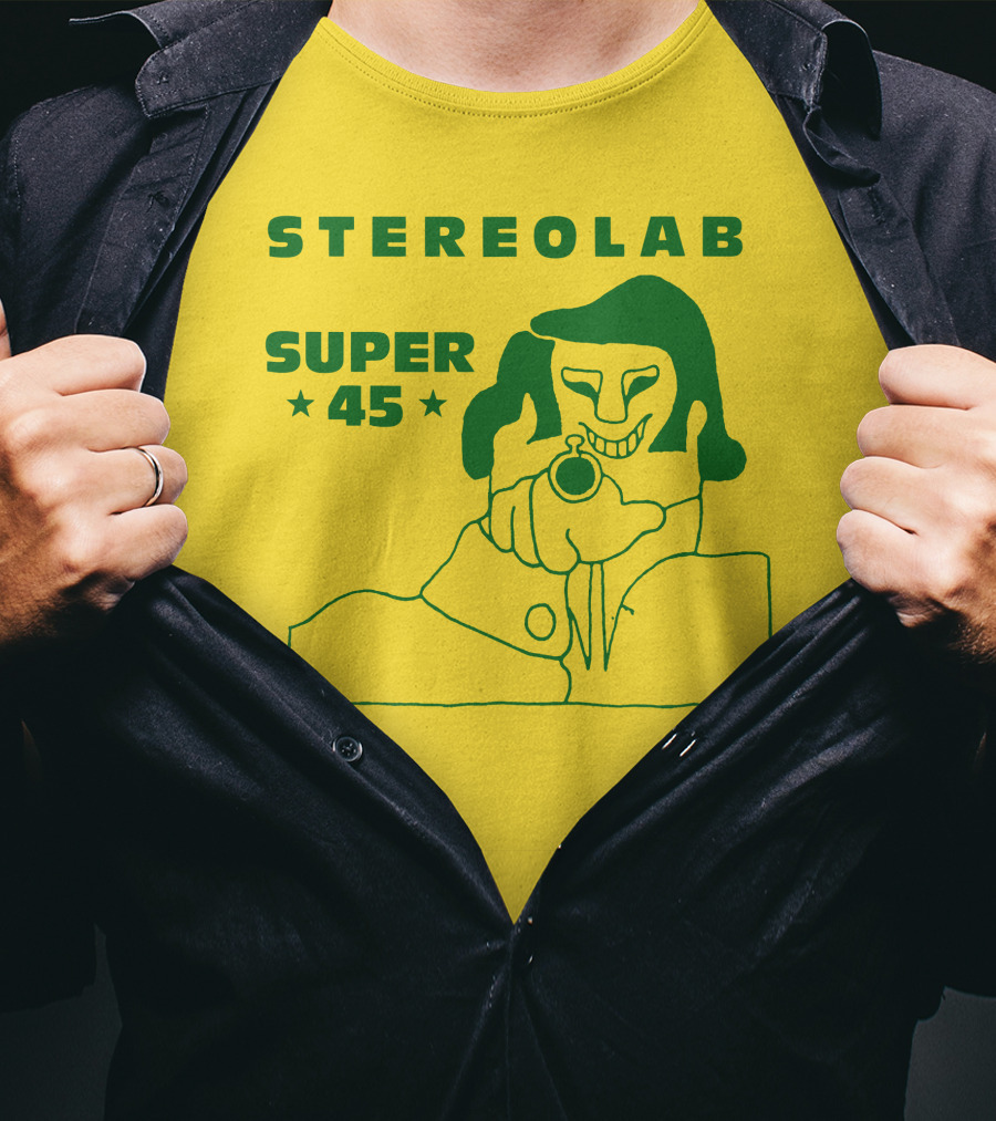 Stereolab Super 45 Abstract Green Figure With Stars T-Shirt