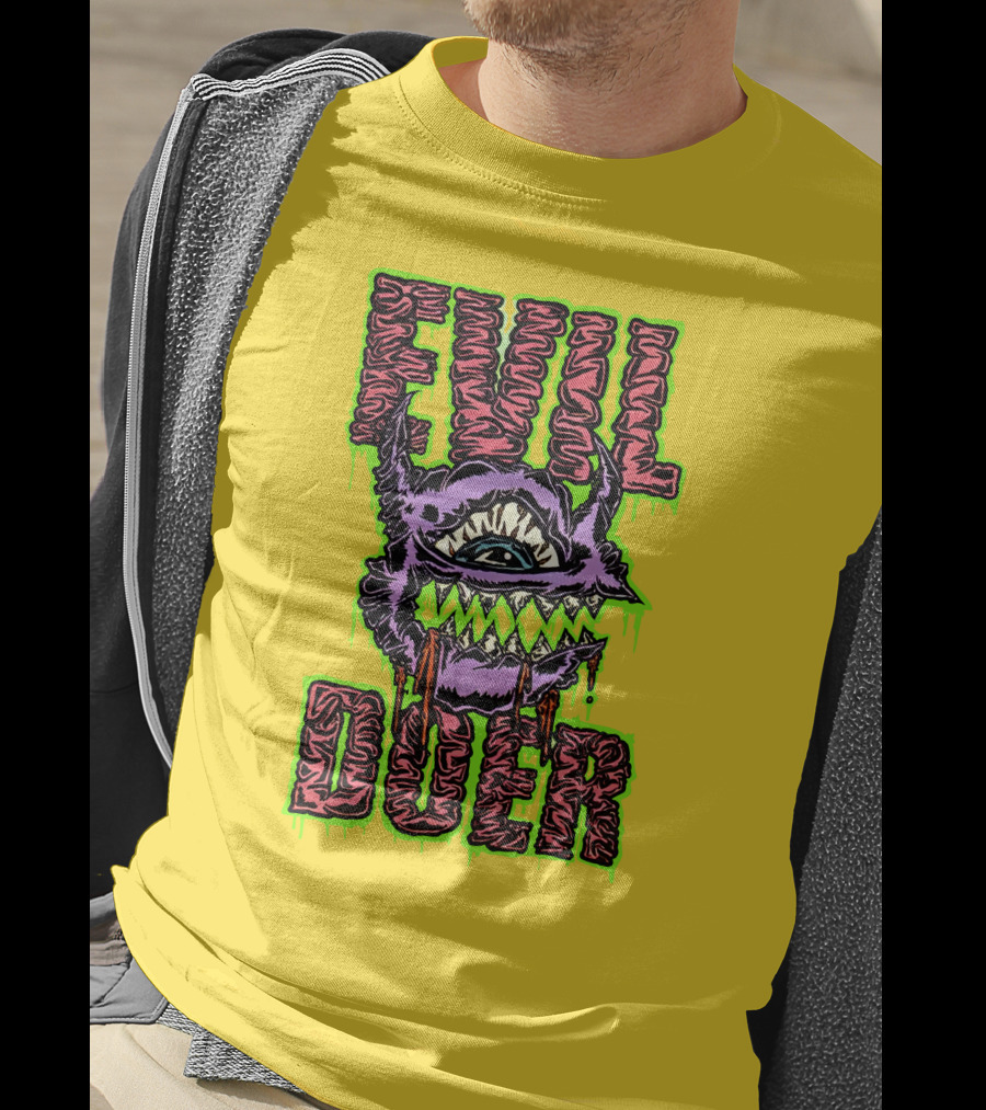 Evil Doer Monster Eye With Sharp Teeth And Horns T-Shirt