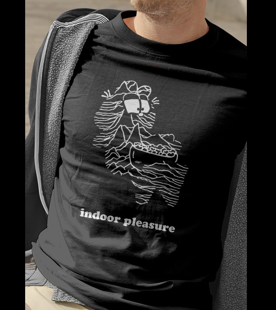 Indoor Pleasure Line Art Cartoon With Snack Bowl T-Shirt