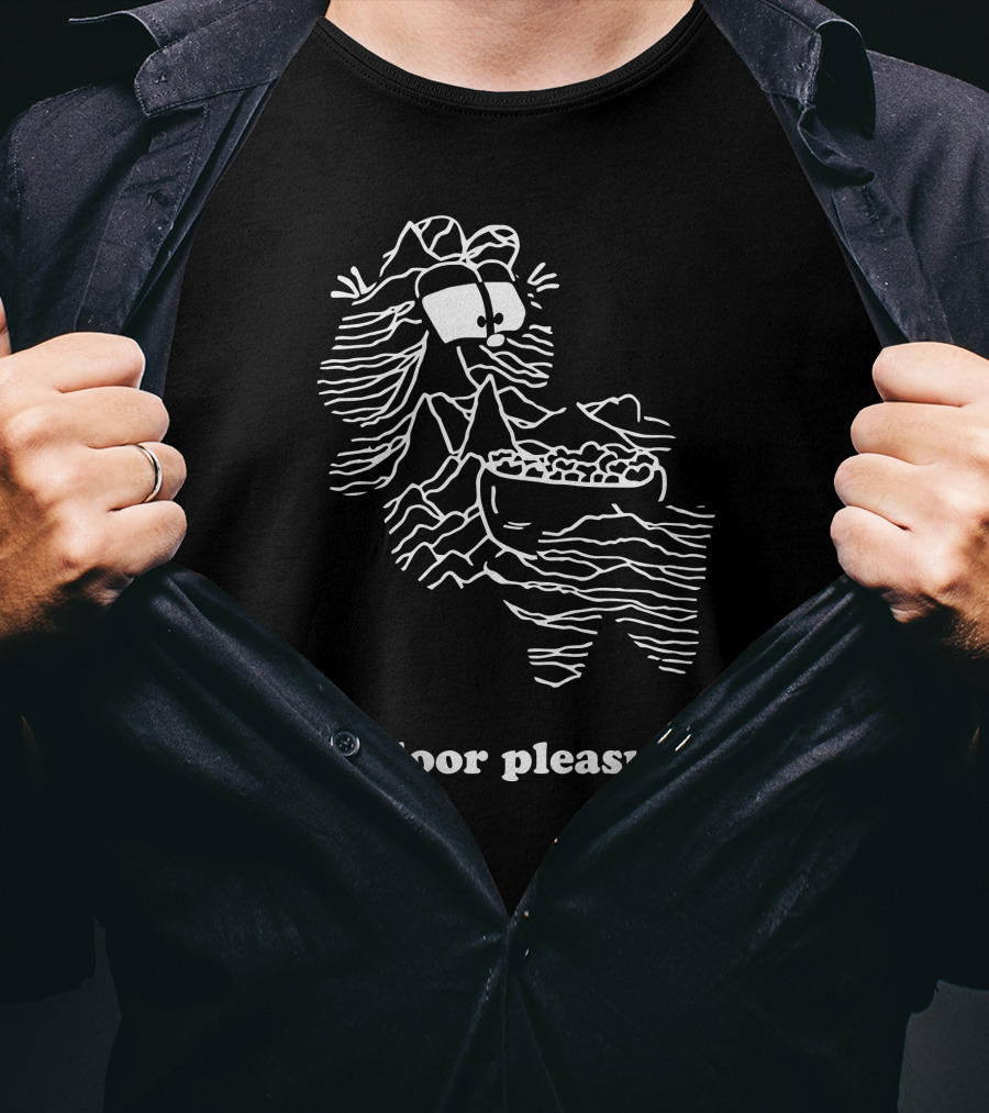 Indoor Pleasure Line Art Cartoon With Snack Bowl T-Shirt