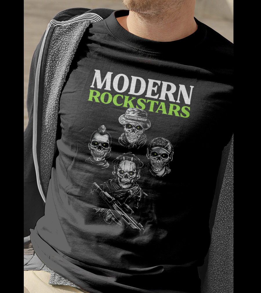 Modern Rockstars Modern Warfare 2 Skulls Holding Guns T-Shirt