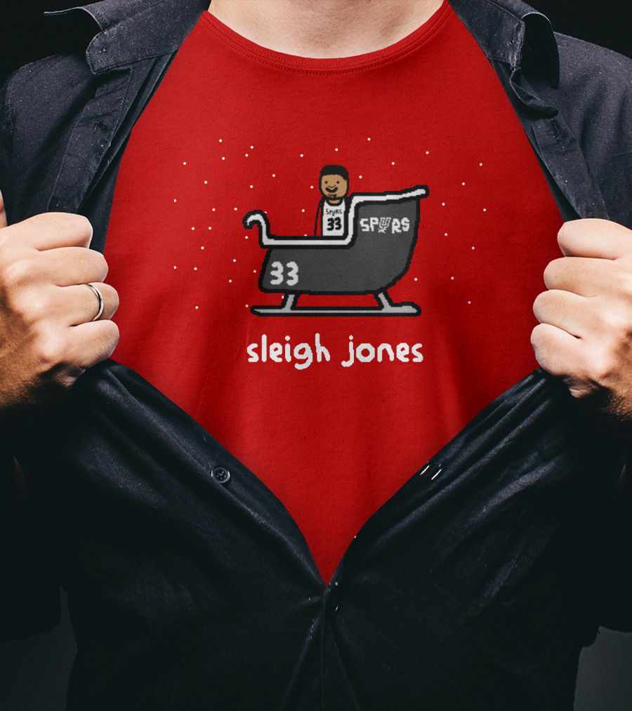 Sleigh Jones Spurs 33 Holiday Merch NBA Paint T-Shirt