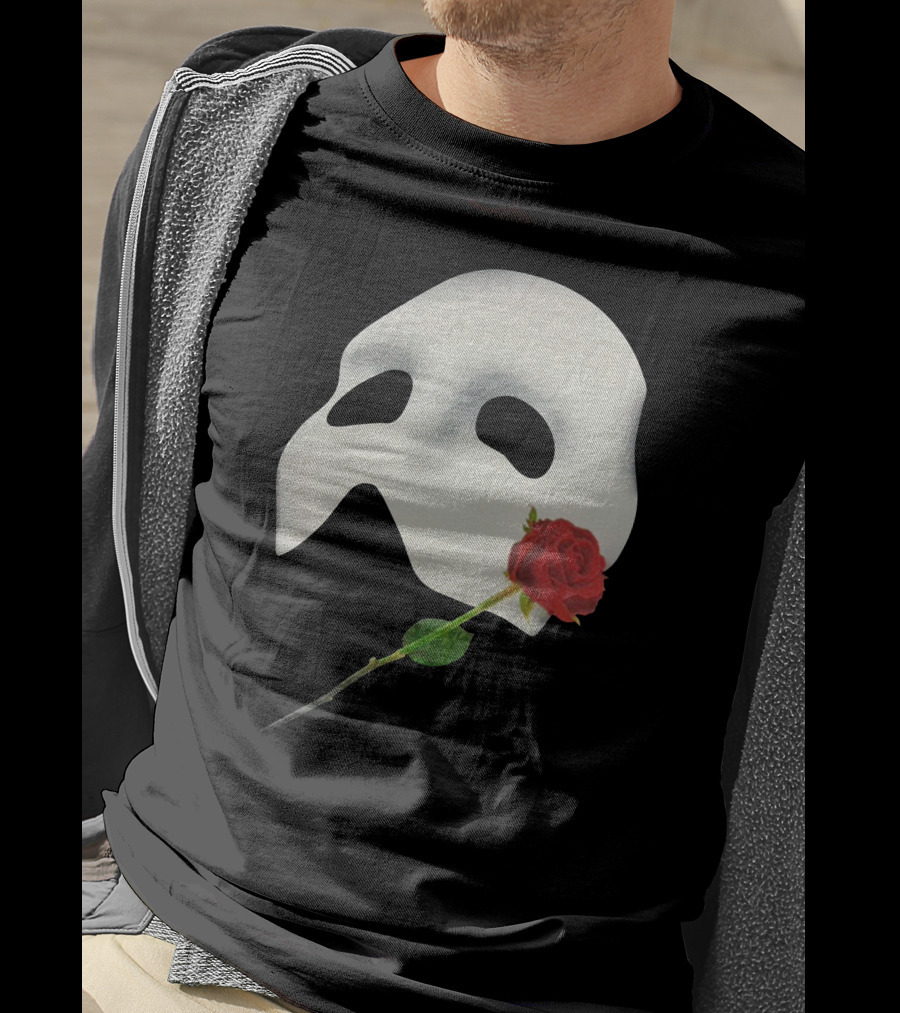 The Phantom Of The Opera 1988 Mask And Red Rose Iconography T-Shirt