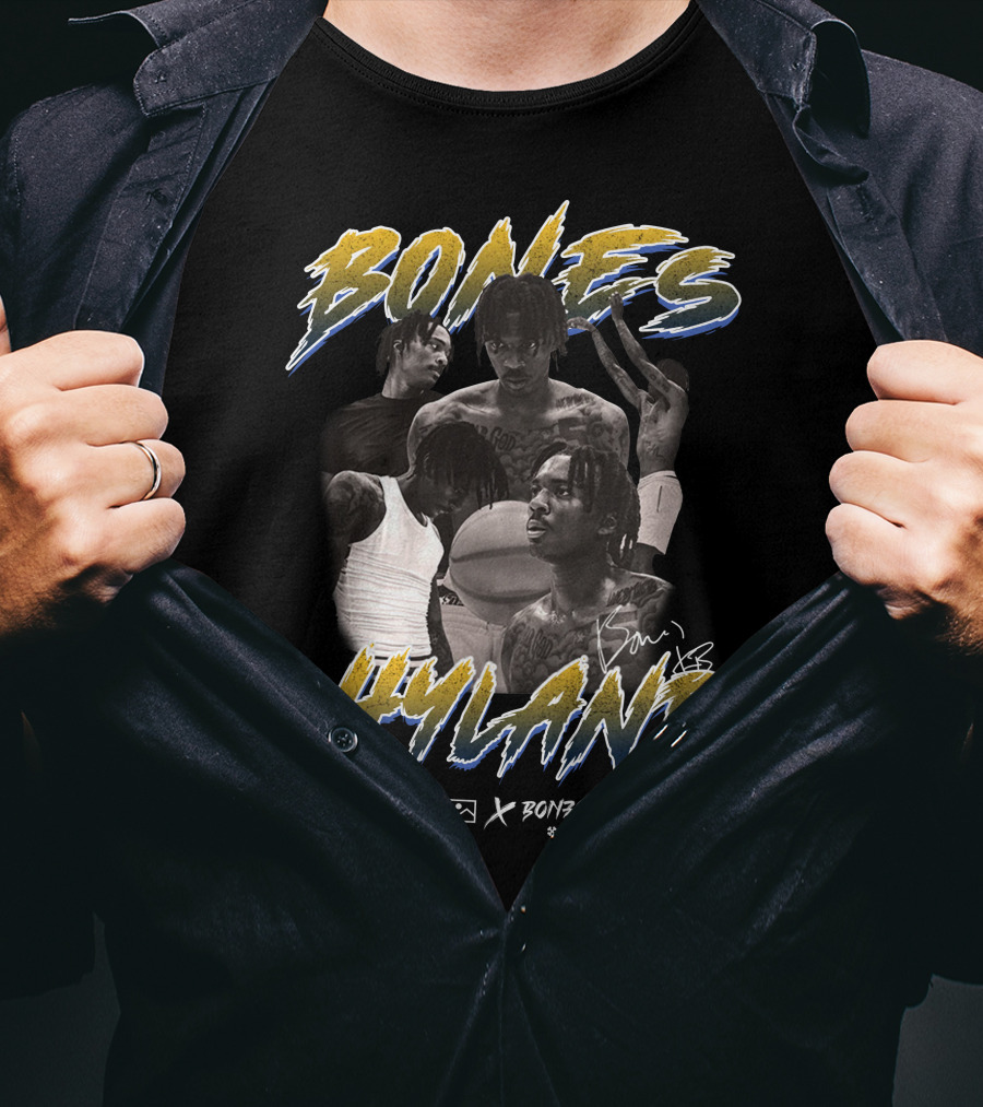 Bones Hyland Vintage Photo Collage Basketball X Bones T-Shirt