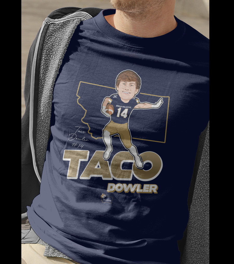 Bobcat Collective Taco Dowler #14 Montana Football T-Shirt