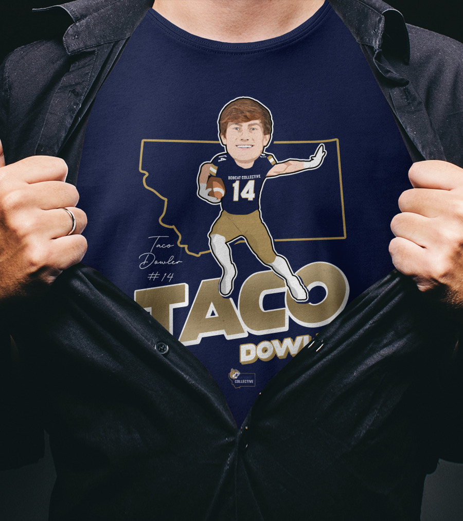 Bobcat Collective Taco Dowler #14 Montana Football T-Shirt