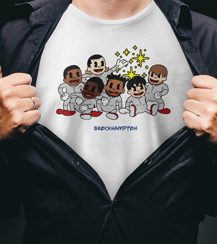 Brockhampton Cartoon Group Portrait With Stars T-Shirt