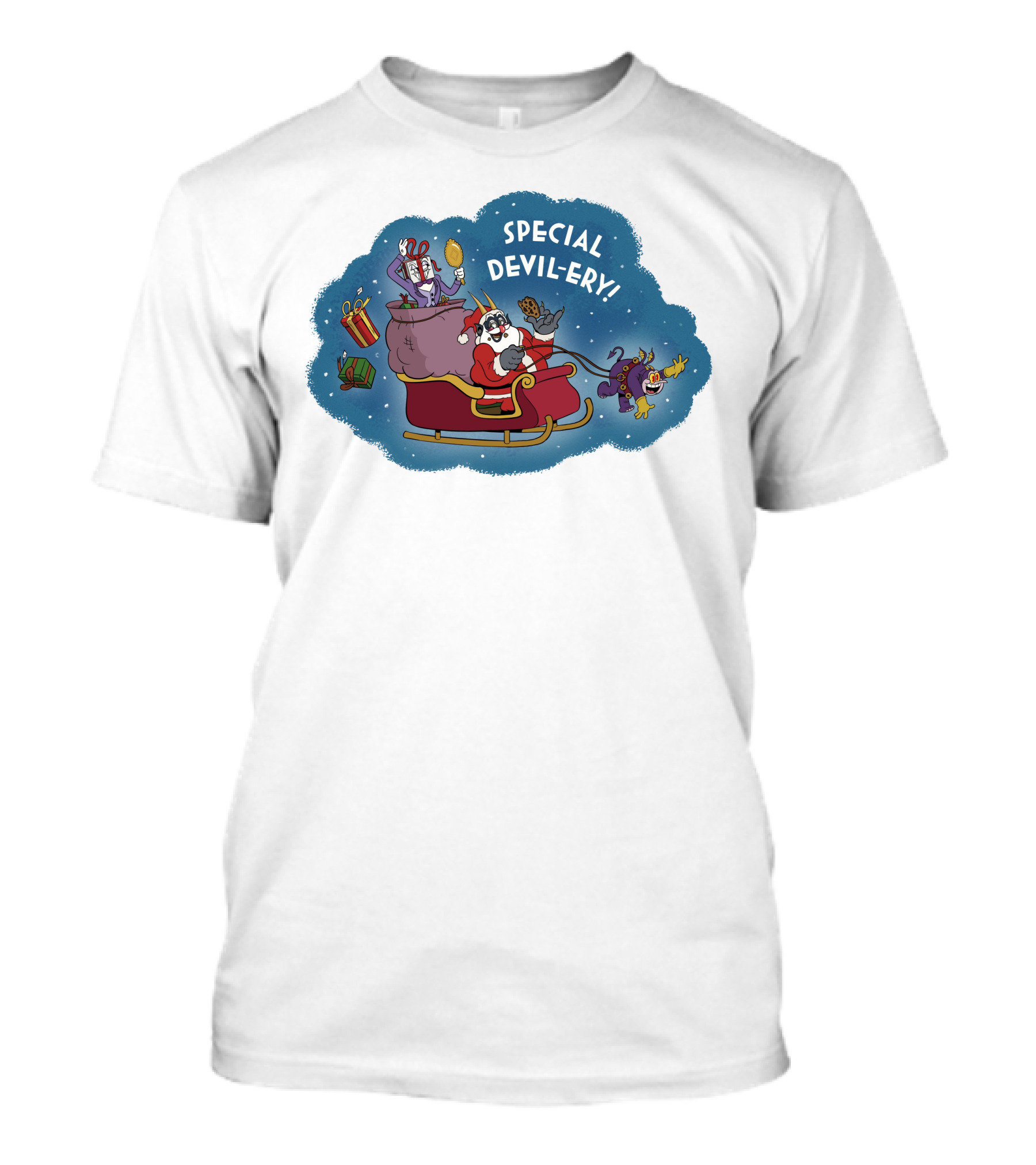 Special Devil-Ery Santa Sleigh With Gifts And Characters T-Shirt