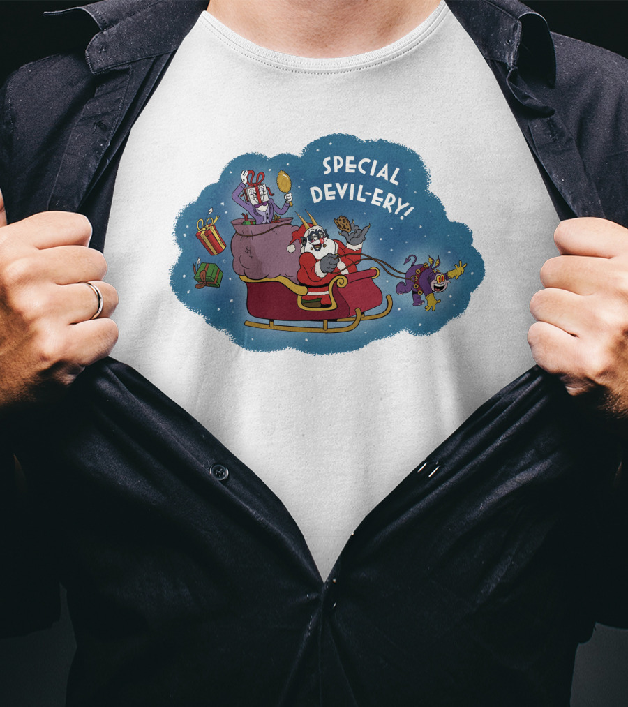 Special Devil-Ery Santa Sleigh With Gifts And Characters T-Shirt