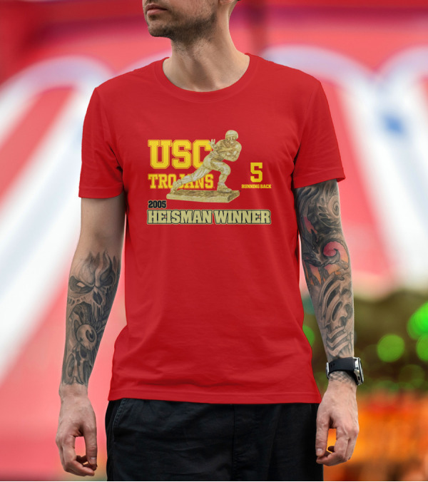 Premium T-Shirt: USC Trojans 5 Running Back 2005 Heisman Winner Football Achievement T-Shirt USC Trojans 5 Running Back 2005 Heisman Winner Football Achievement T-Shirt