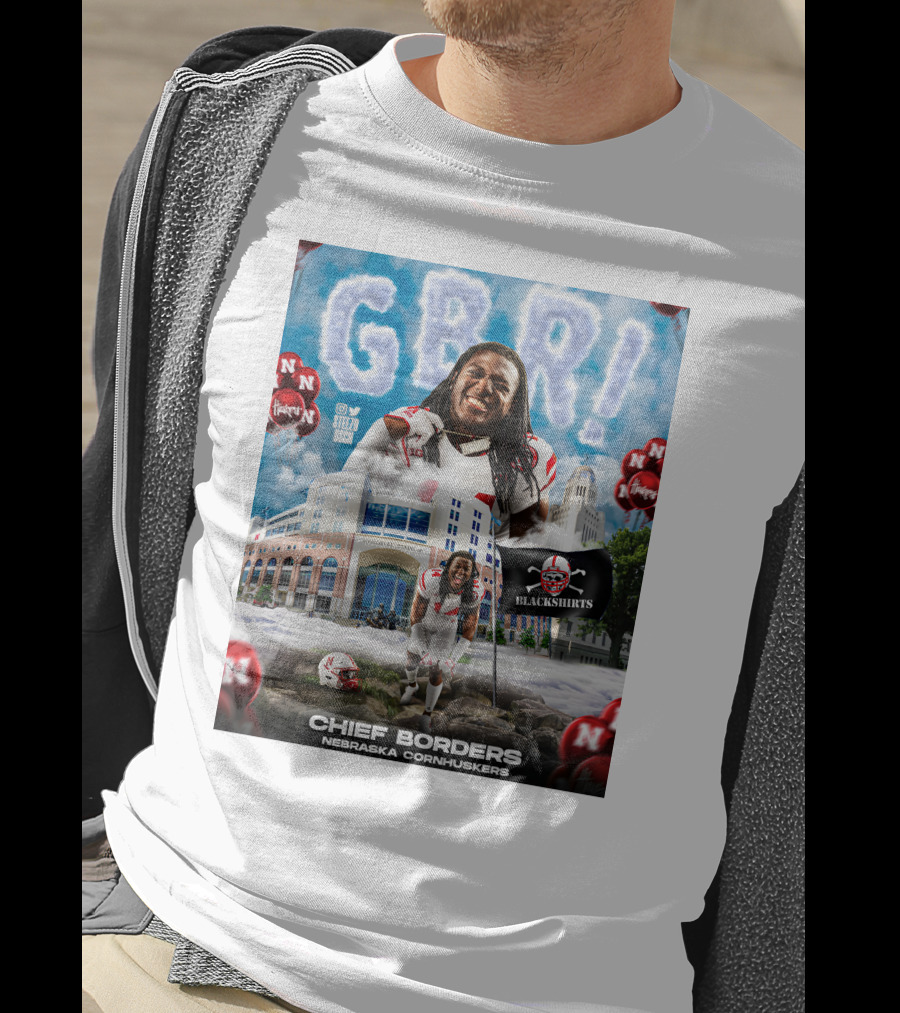 GBR Chief Borders Nebraska Cornhuskers Blackshirts Memorial Stadium T-Shirt