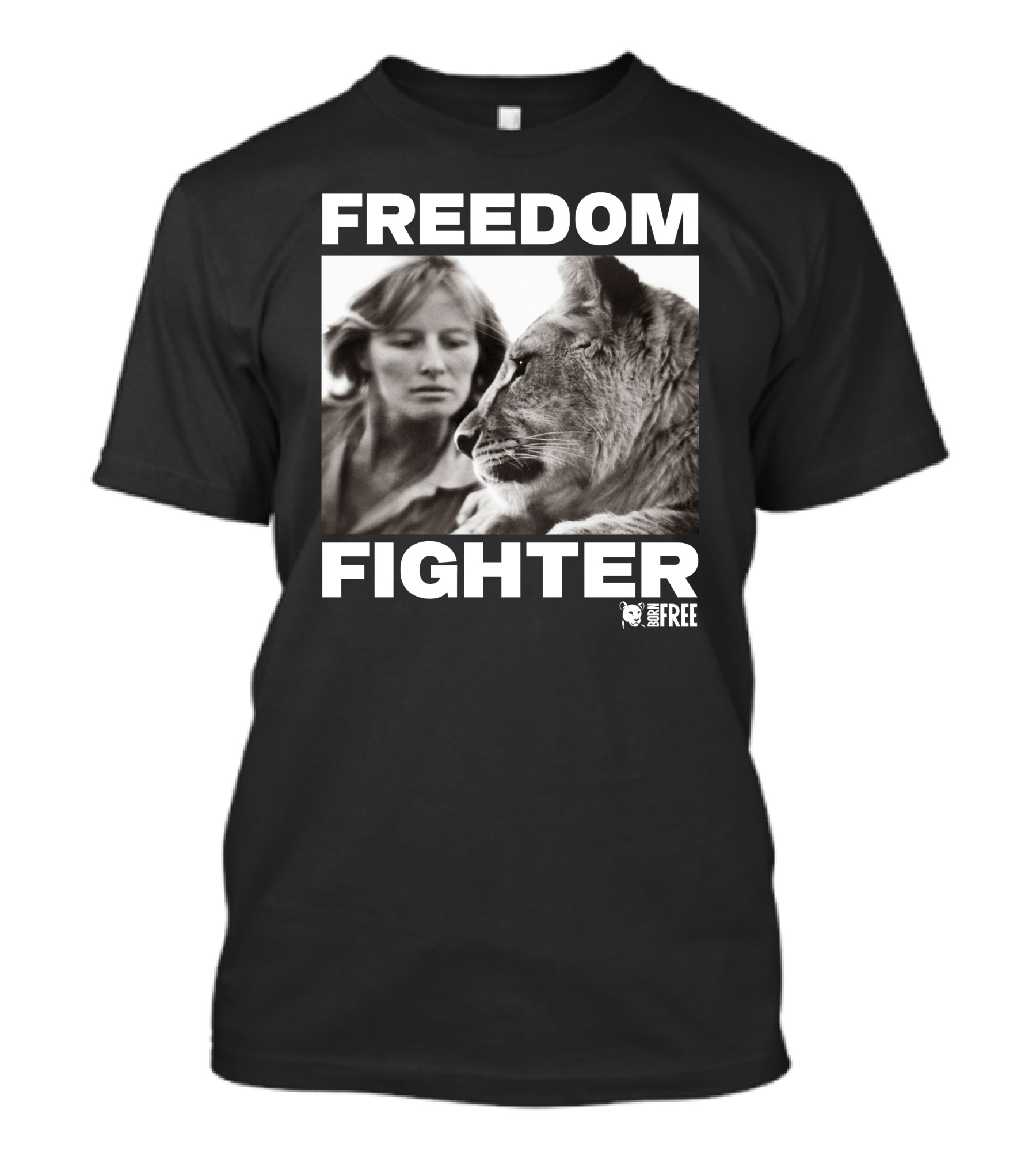 FREEDOM FIGHTER BORN FREE Lion And Woman Interaction T-Shirt