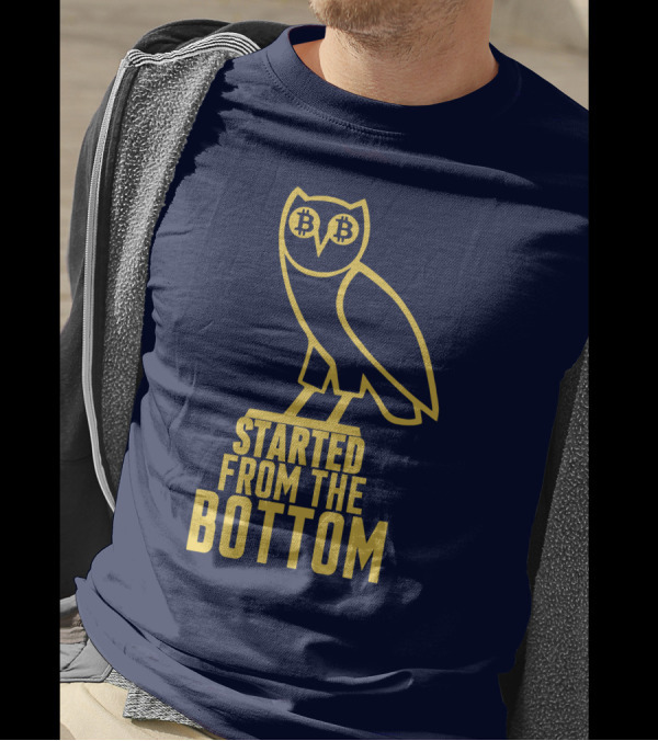 Mr Hodl Bitcoin Started From The Bottom Owl Bitcoin Eyes T-Shirt