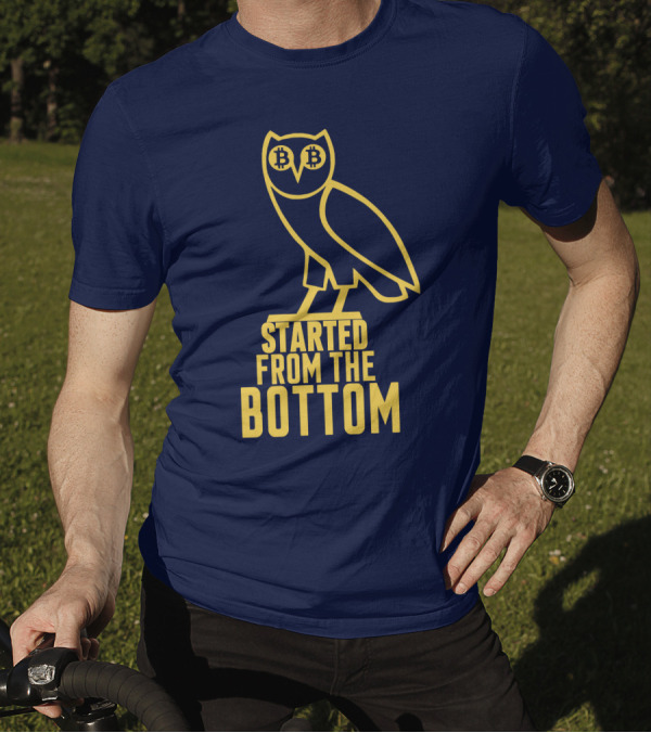 Mr Hodl Bitcoin Started From The Bottom Owl Bitcoin Eyes T-Shirt