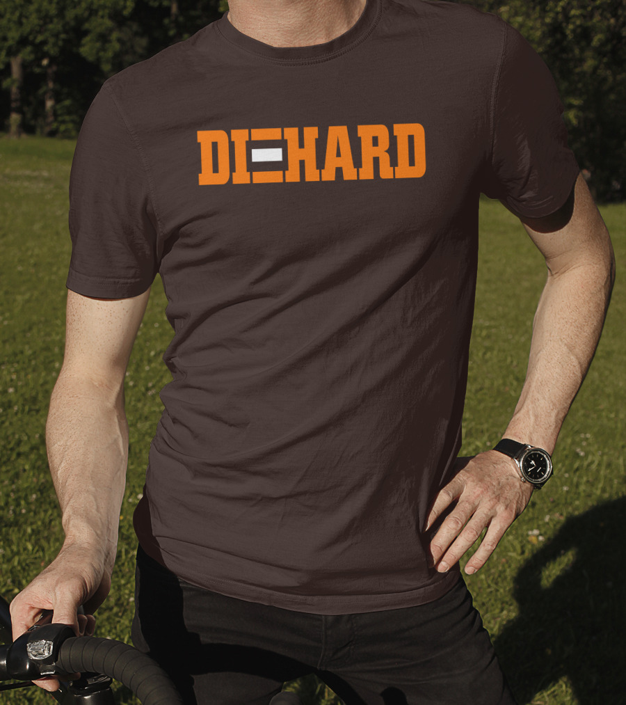 Yvette Diehard Equal Symbol Text In Bold Orange Font T-Shirt