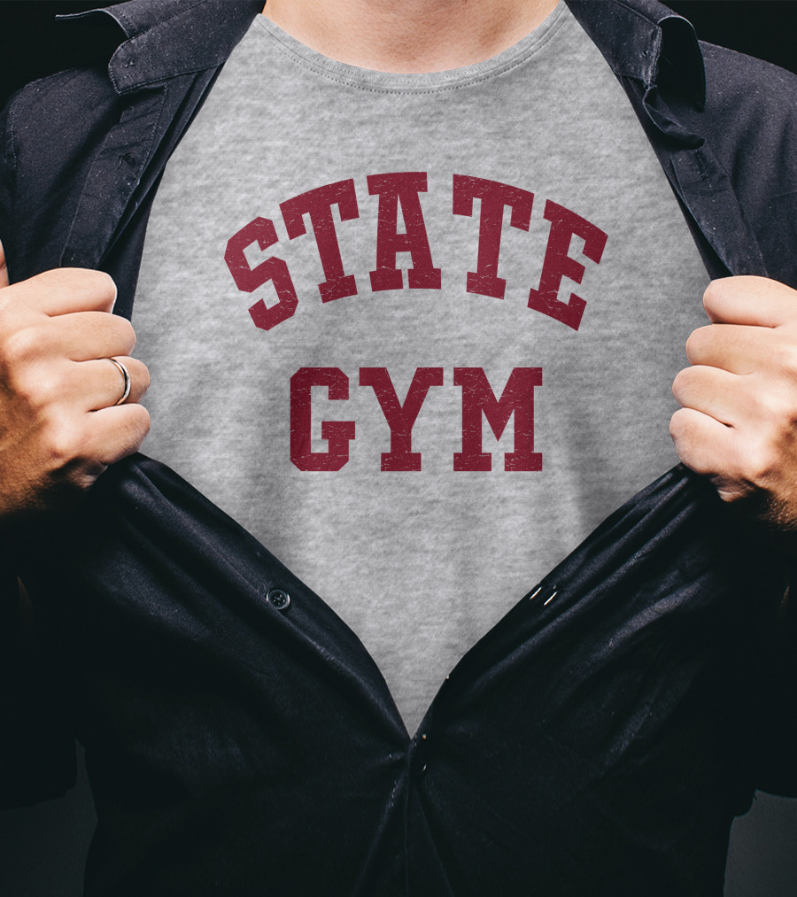 State Gym Vintage Athletic Typography T-Shirt