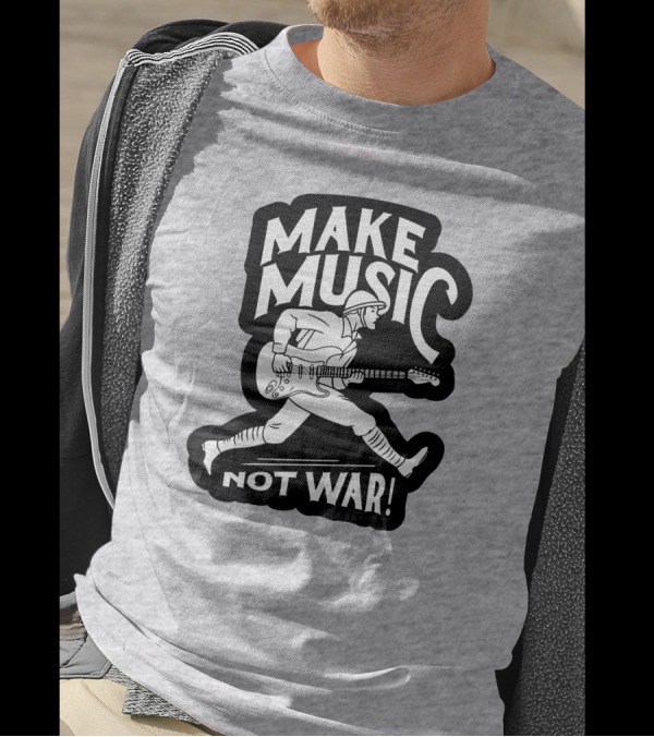 Matt Pinfield Make Music Not War Guitar Soldier Iconic Message T-Shirt