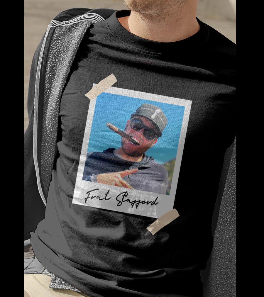 Frat Stafford Cigar Photo Wearing Hat T-Shirt