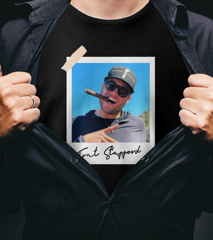 Frat Stafford Cigar Photo Wearing Hat T-Shirt