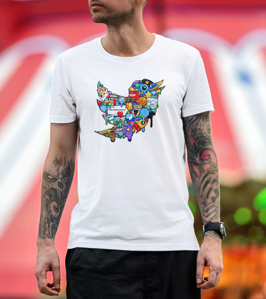 Tweetup Hello Literally Everyone Tip Jar Pop Culture Icons Mashup T-Shirt