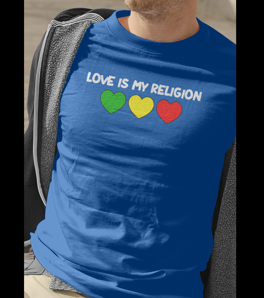 Ziggy Marley Love Is My Religion Green Yellow Red Hearts T-Shirt