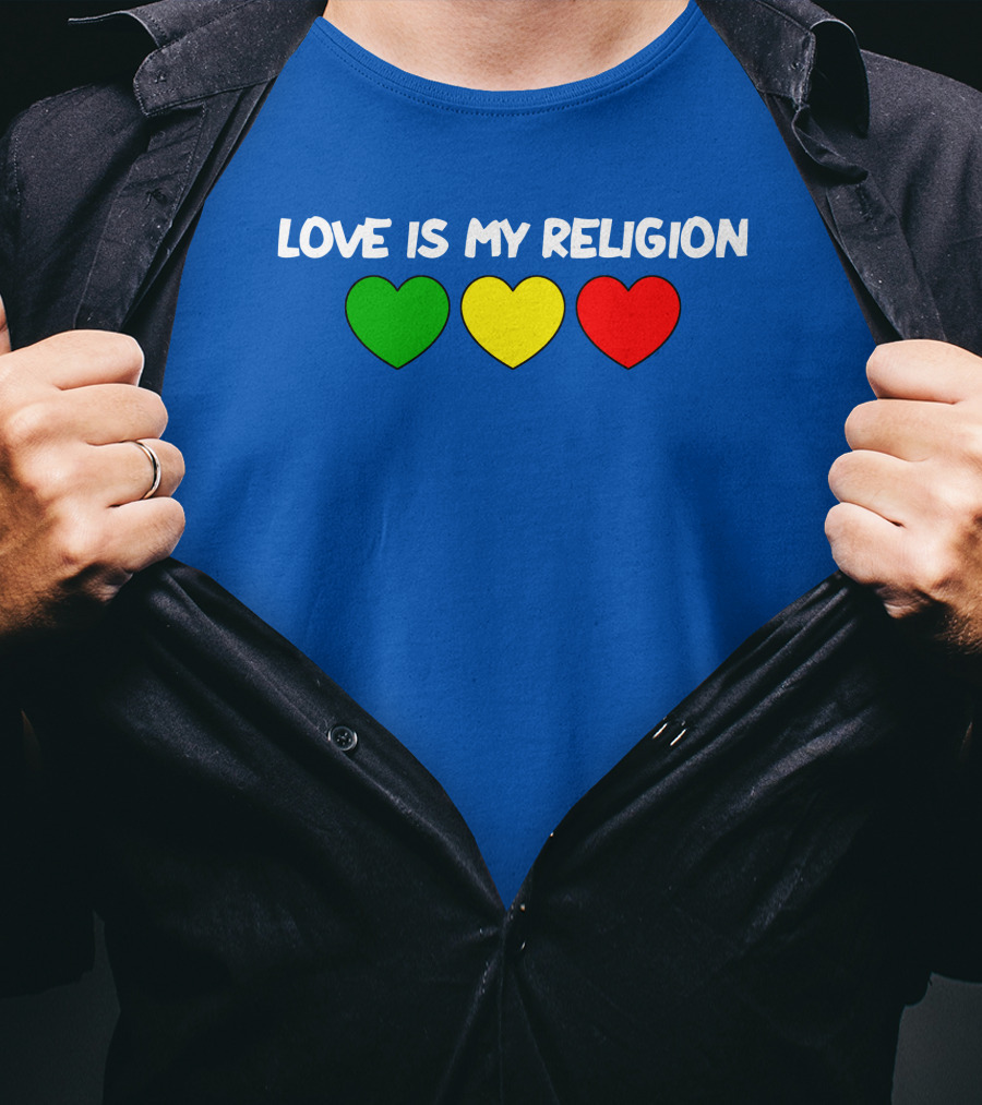 Ziggy Marley Love Is My Religion Green Yellow Red Hearts T-Shirt