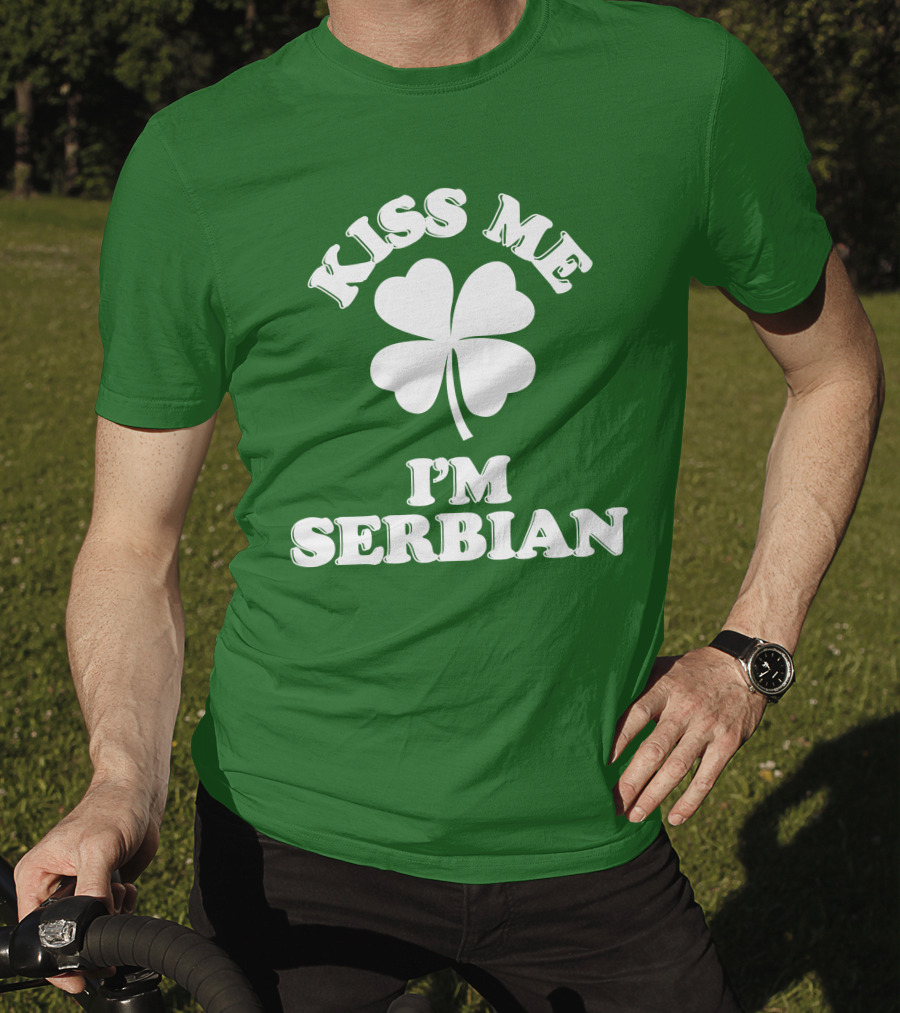 Kiss Me I’m Serbian Four-Leaf Clover St. Patrick’s Day T-Shirt