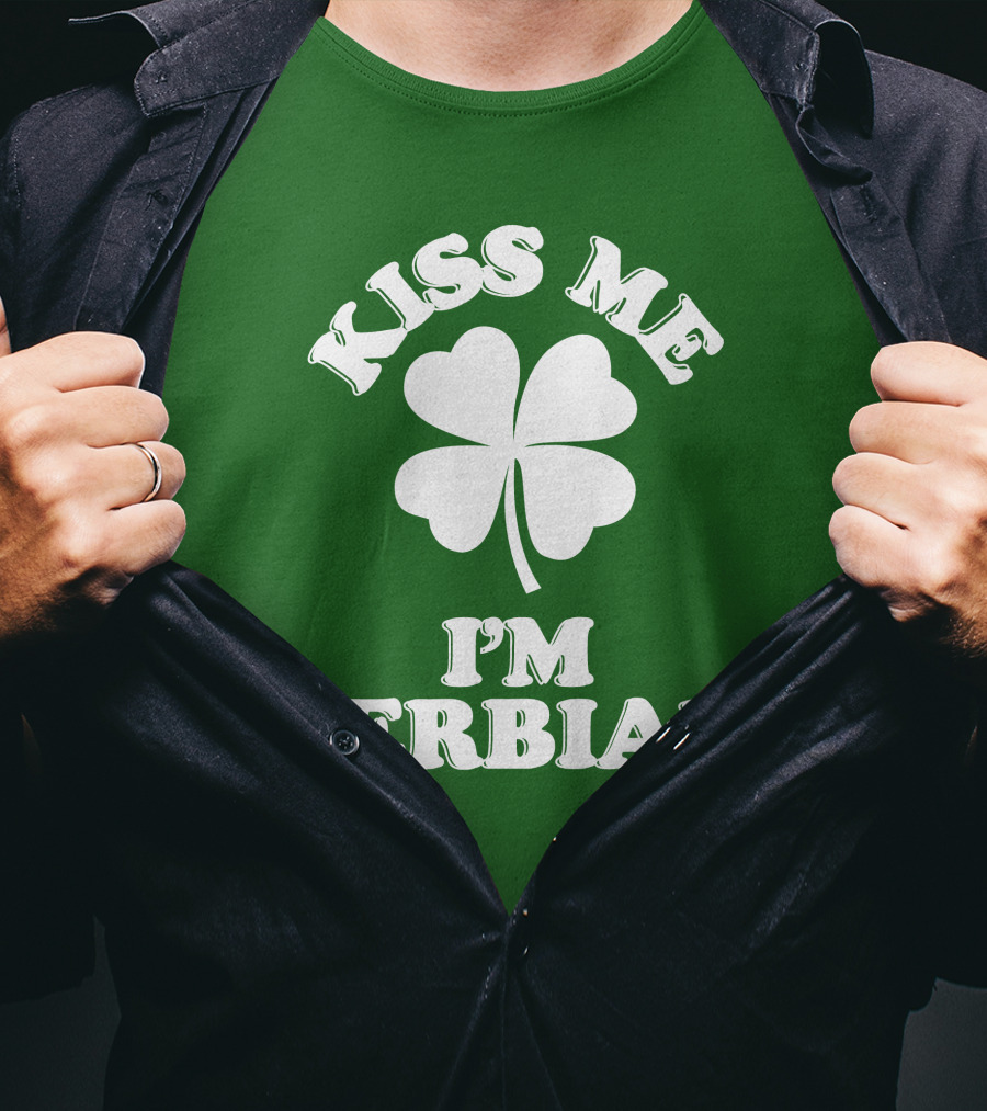 Kiss Me I’m Serbian Four-Leaf Clover St. Patrick’s Day T-Shirt