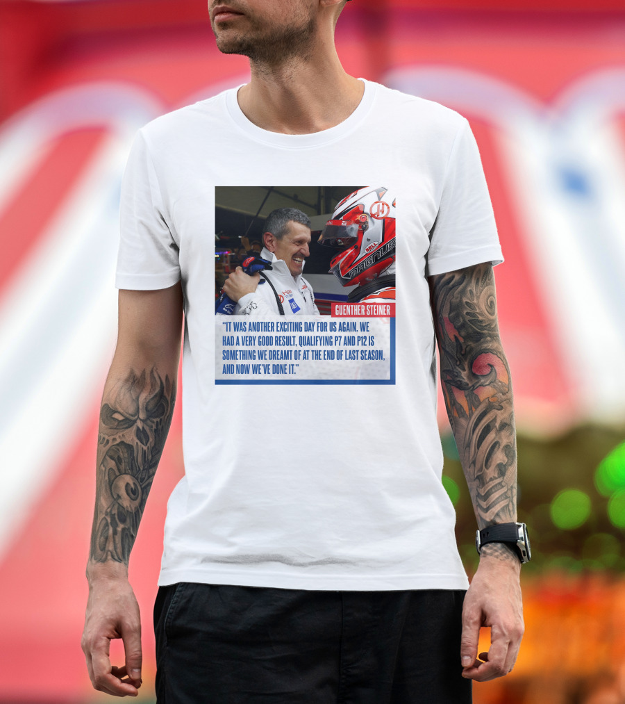 Guenther Steiner Haas F1 Bahrain GP Qualifying P7 P12 Achievement T-Shirt