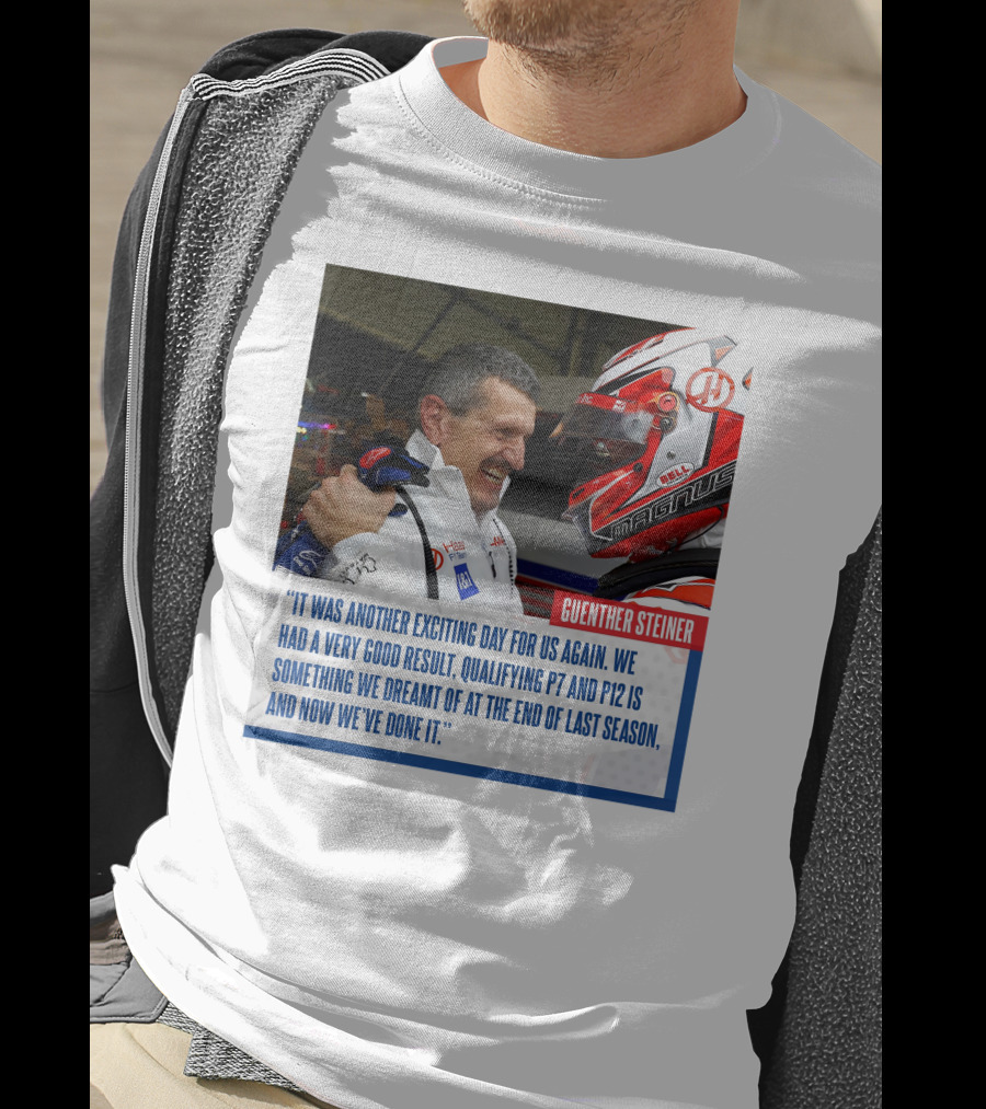 Guenther Steiner Haas F1 Bahrain GP Qualifying P7 P12 Achievement T-Shirt