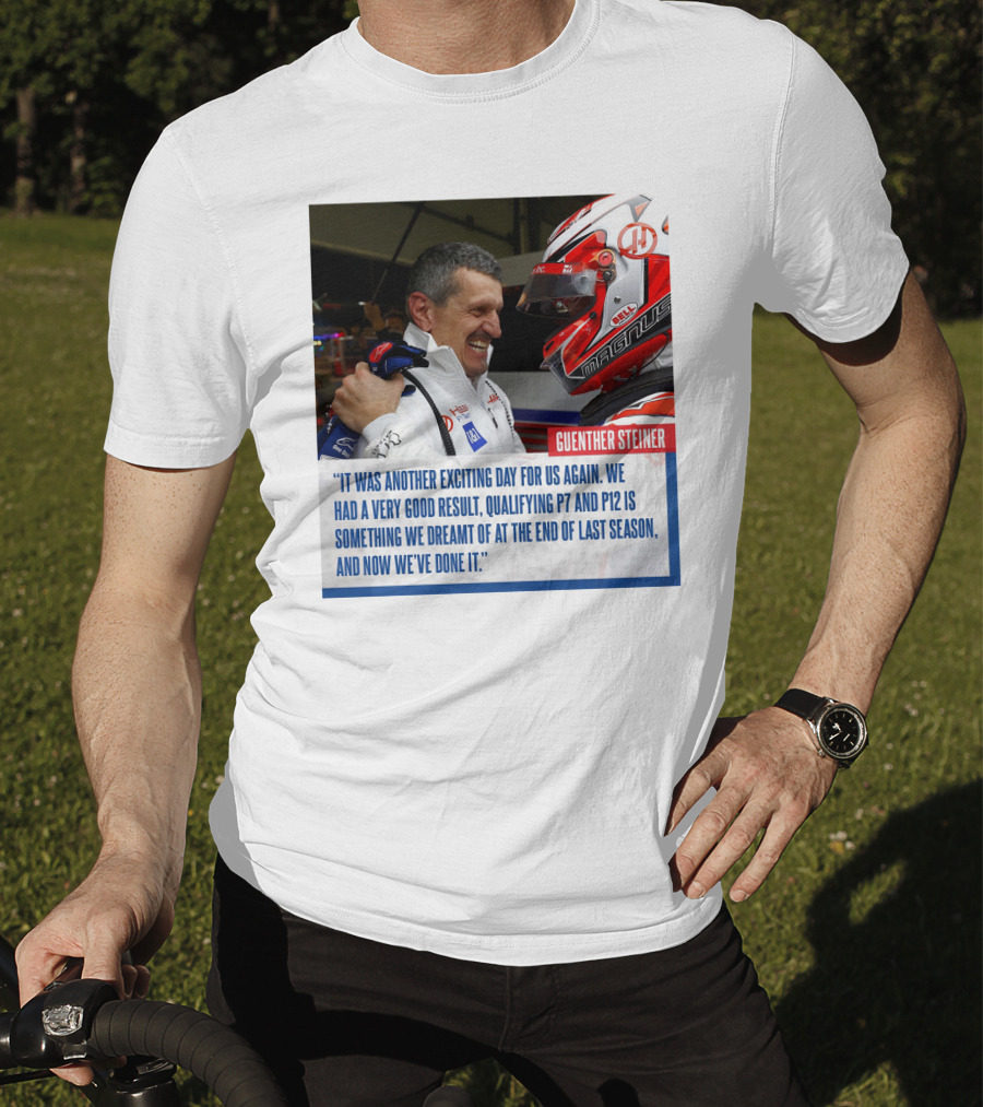 Guenther Steiner Haas F1 Bahrain GP Qualifying P7 P12 Achievement T-Shirt