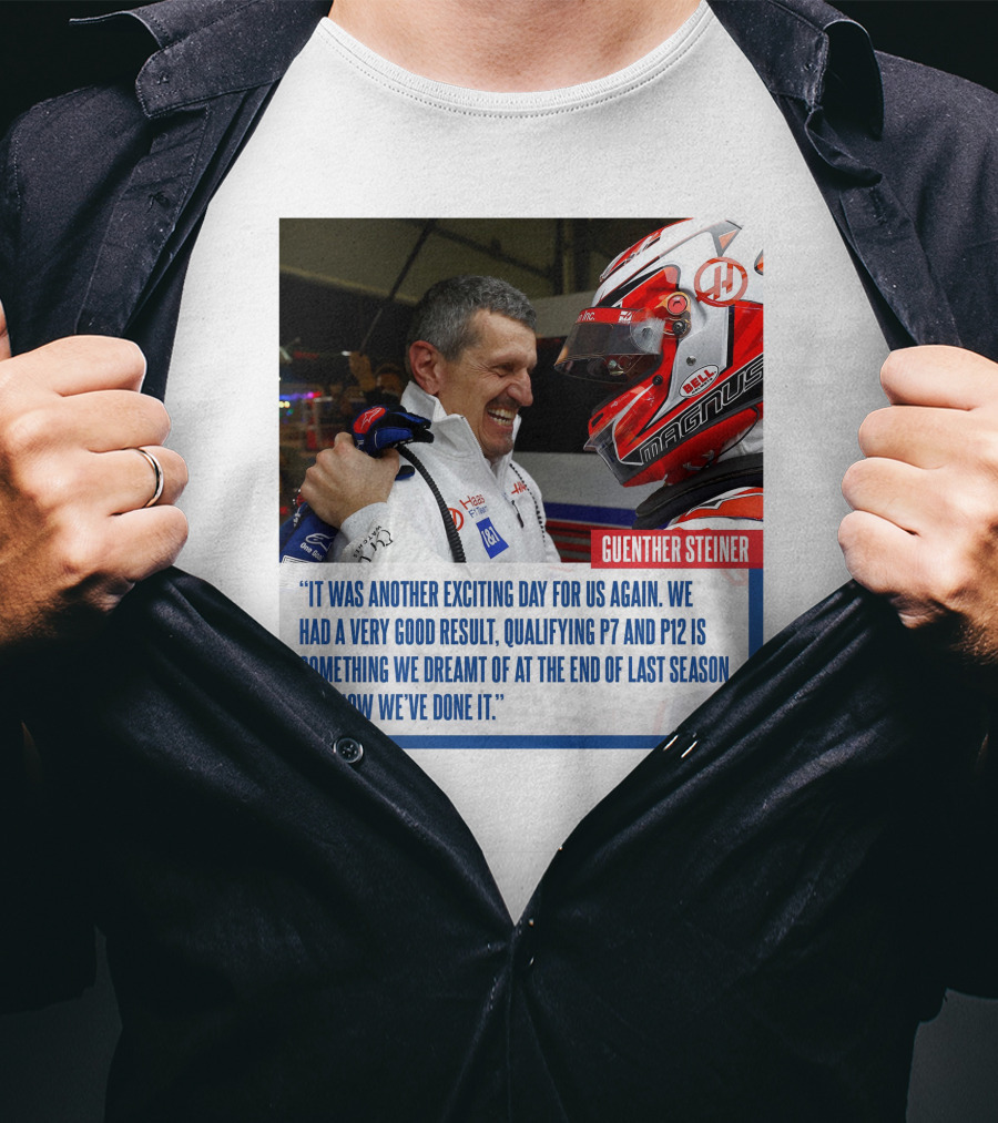 Guenther Steiner Haas F1 Bahrain GP Qualifying P7 P12 Achievement T-Shirt