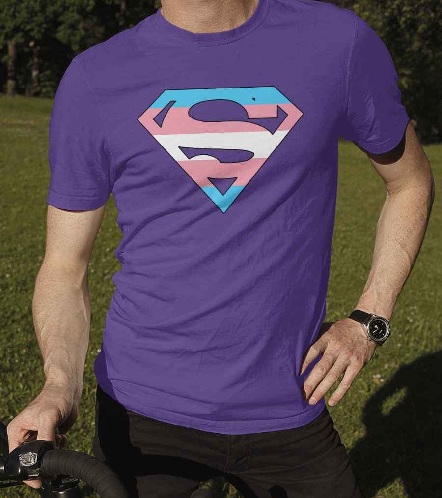 Superman Logo Trans Flag Trans Rights Are Human Rights T-Shirt