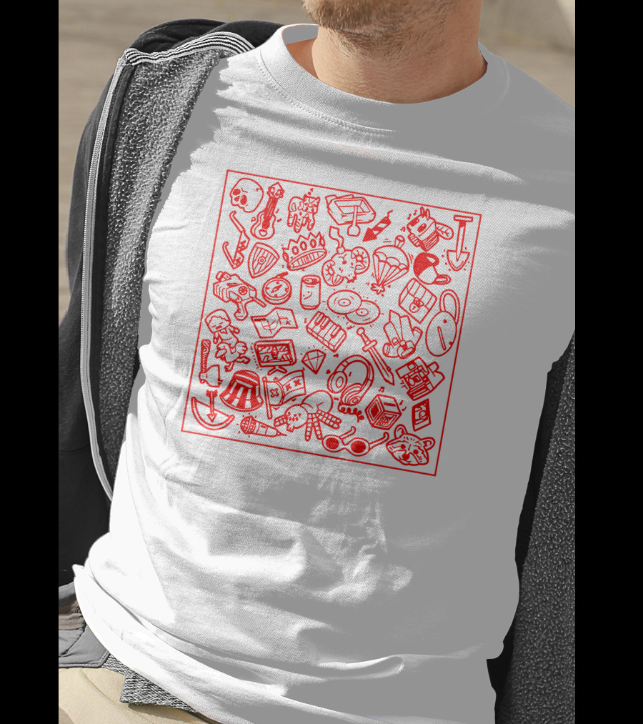 Tommyinnit Store Iconic Red Doodle Collection T-Shirt