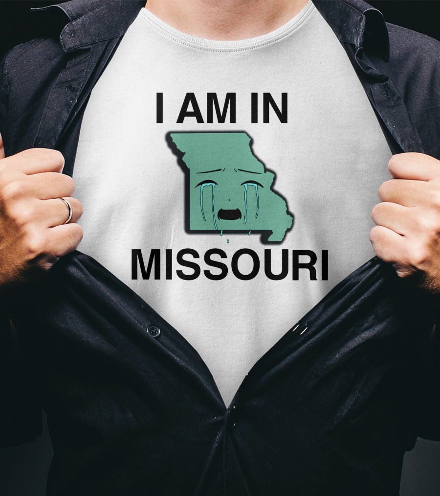 I Am In Missouri Crying State Map T-Shirt