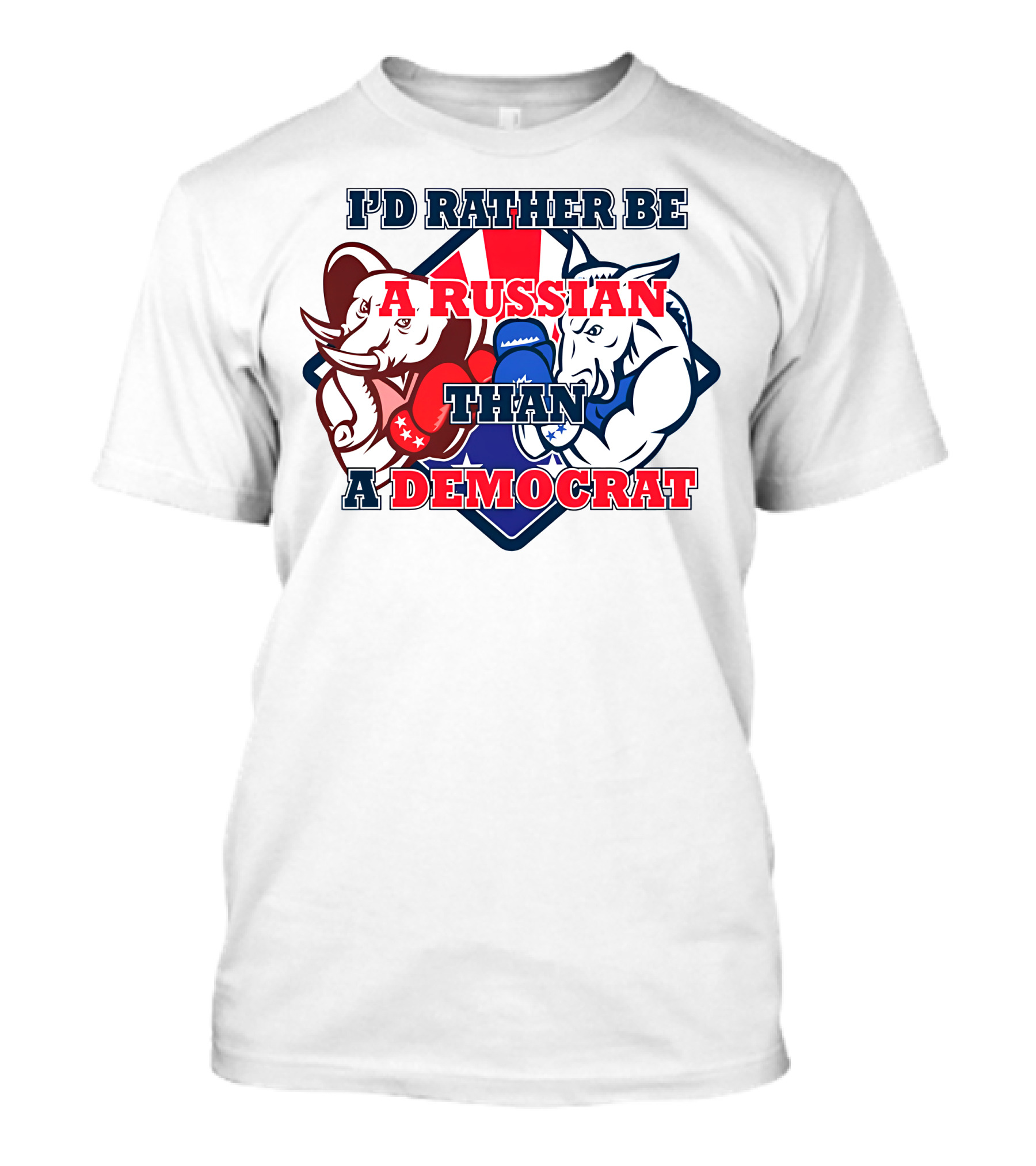 I'D Rather Be A Russian Than A Democrat Elephant And Donkey Boxing Gloves T-Shirt