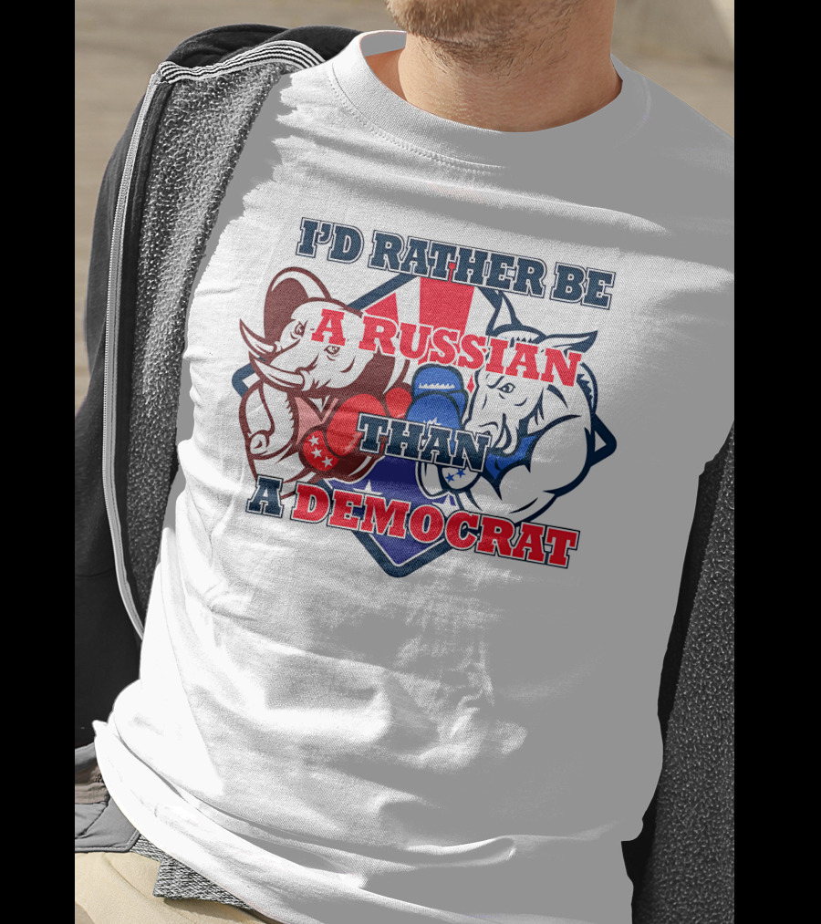 I'D Rather Be A Russian Than A Democrat Elephant And Donkey Boxing Gloves T-Shirt