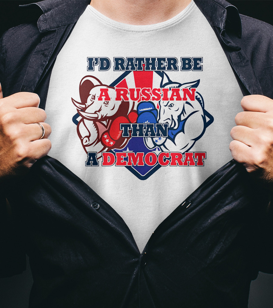 I'D Rather Be A Russian Than A Democrat Elephant And Donkey Boxing Gloves T-Shirt