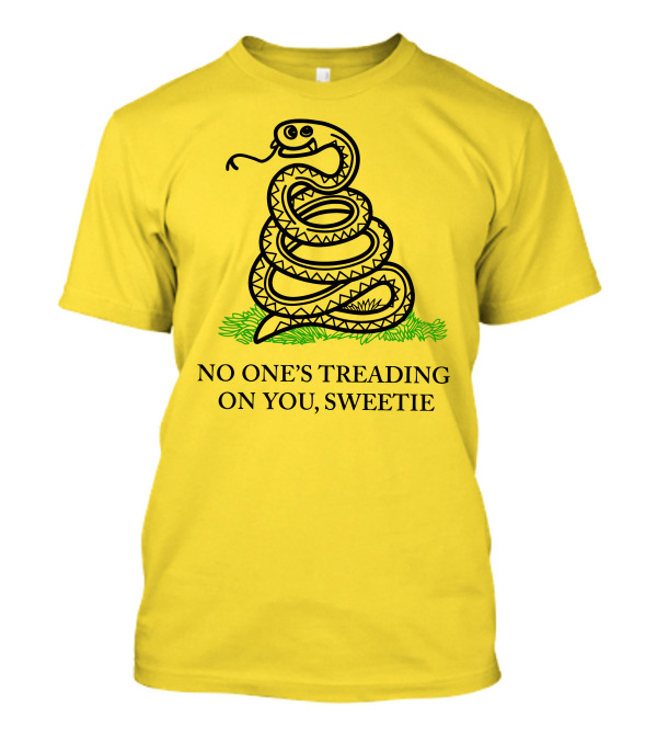 Kevin Max No One's Treading On You Sweetie Snake Illustration Yellow Background T-Shirt
