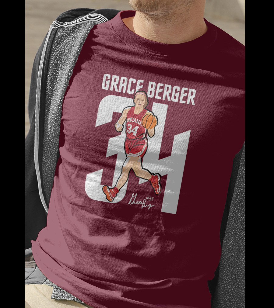 Grace Berger Indiana Basketball 34 Signature Player T-Shirt