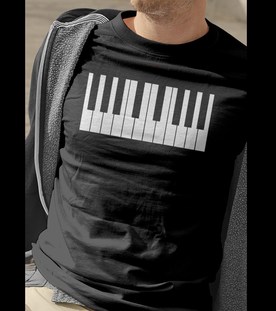Threatening Black And White Cursed Piano Notation T-Shirt