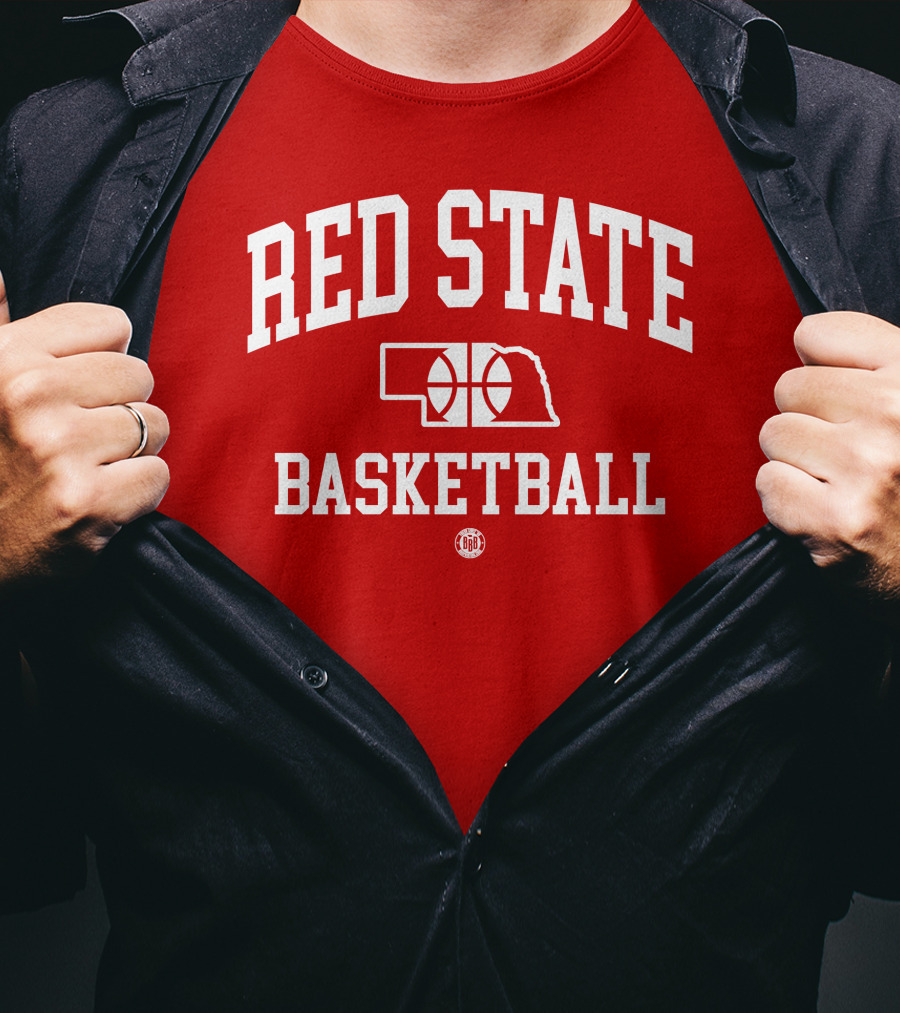 Red State Basketball Nebraska Outline Bbbprinting T-Shirt