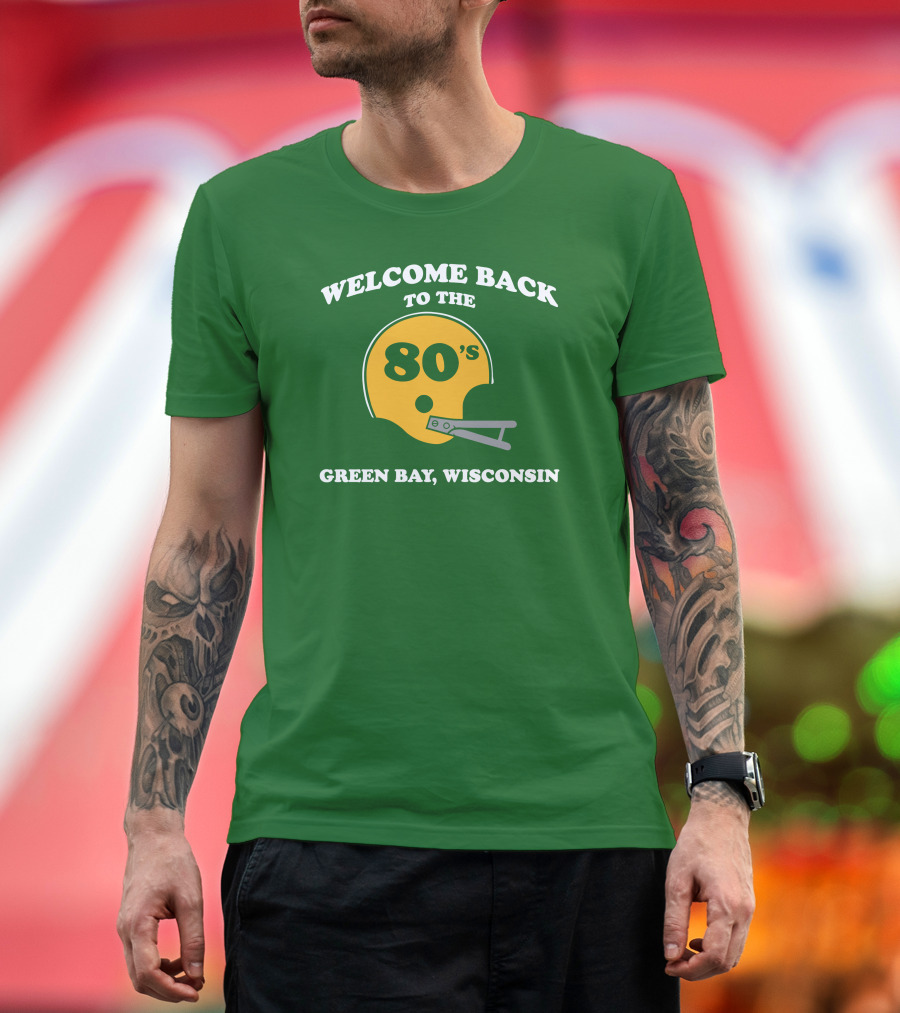 CheeseheadTV Green Bay Wisconsin Welcome Back to the 80's Football Helmet T-Shirt