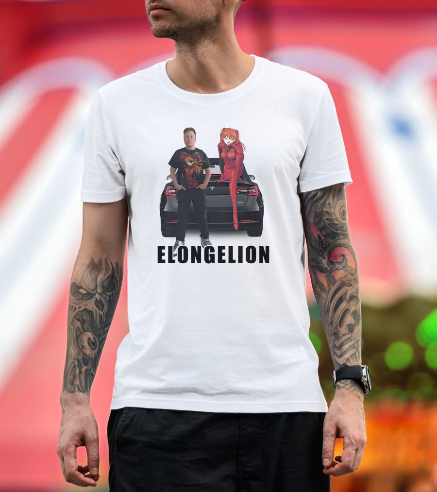 Goofyahhtees Elongelion Tesla Anime Fusion T-Shirt
