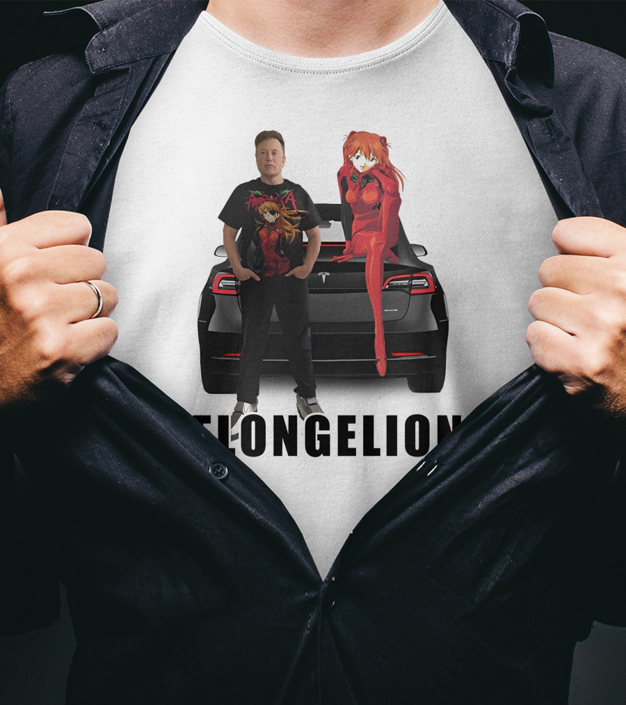 Goofyahhtees Elongelion Tesla Anime Fusion T-Shirt