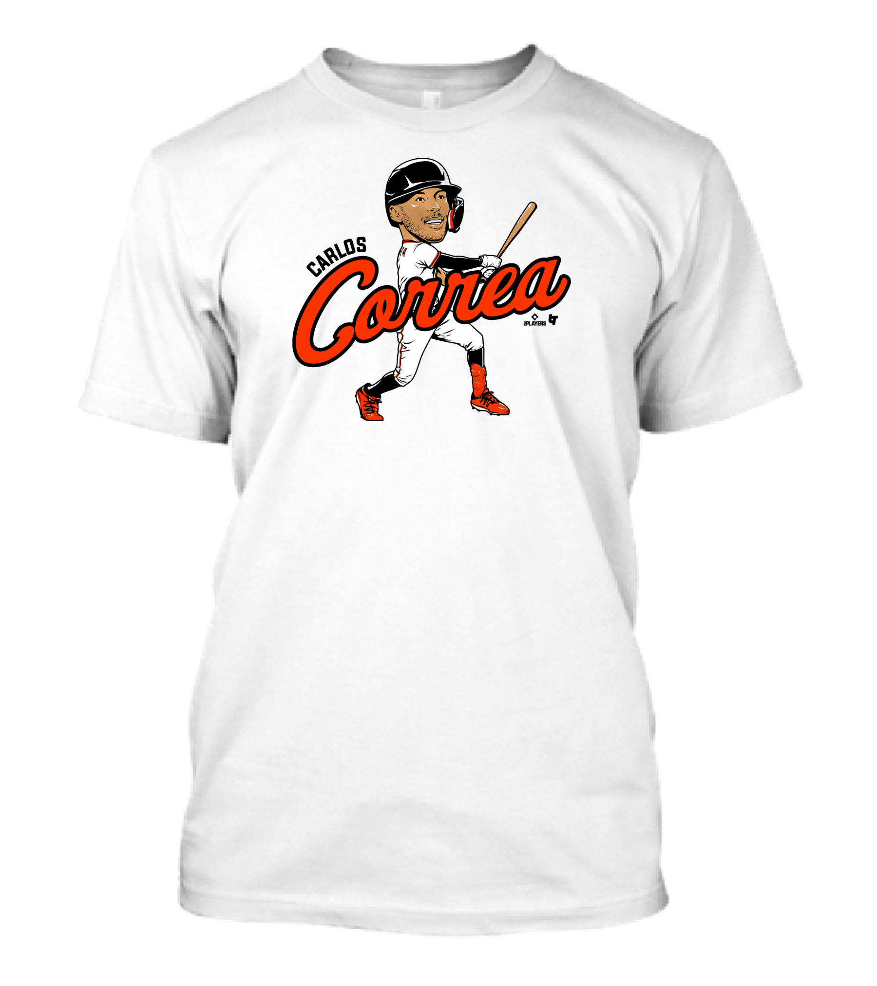 Carlos Correa Caricature Baseball Player Swinging Bat T-Shirt